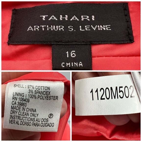 Tahari Arthur S. Levine Papaya Sleeveless Shift Dress V-Neck Size 16 - Picture 3 of 11